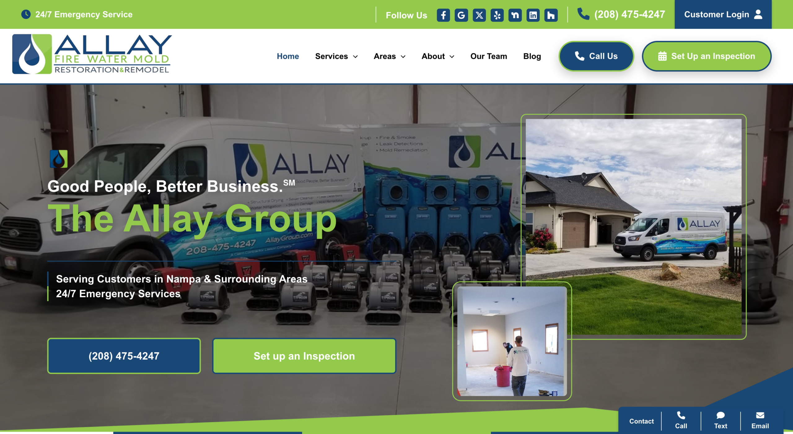 The Allay Group restoration and remodeling website — Nampa, Idaho