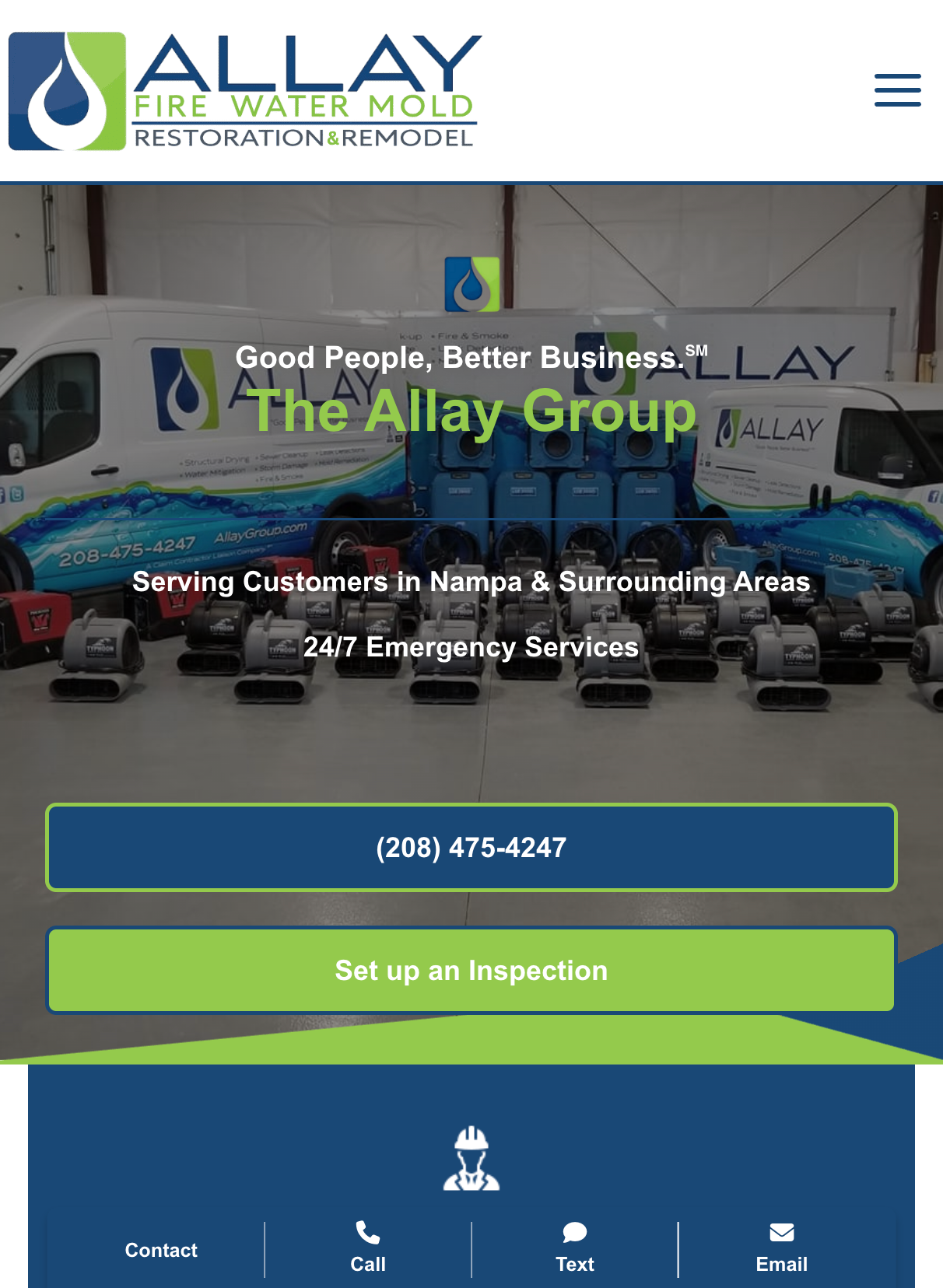 The Allay Group mobile restoration and remodeling website