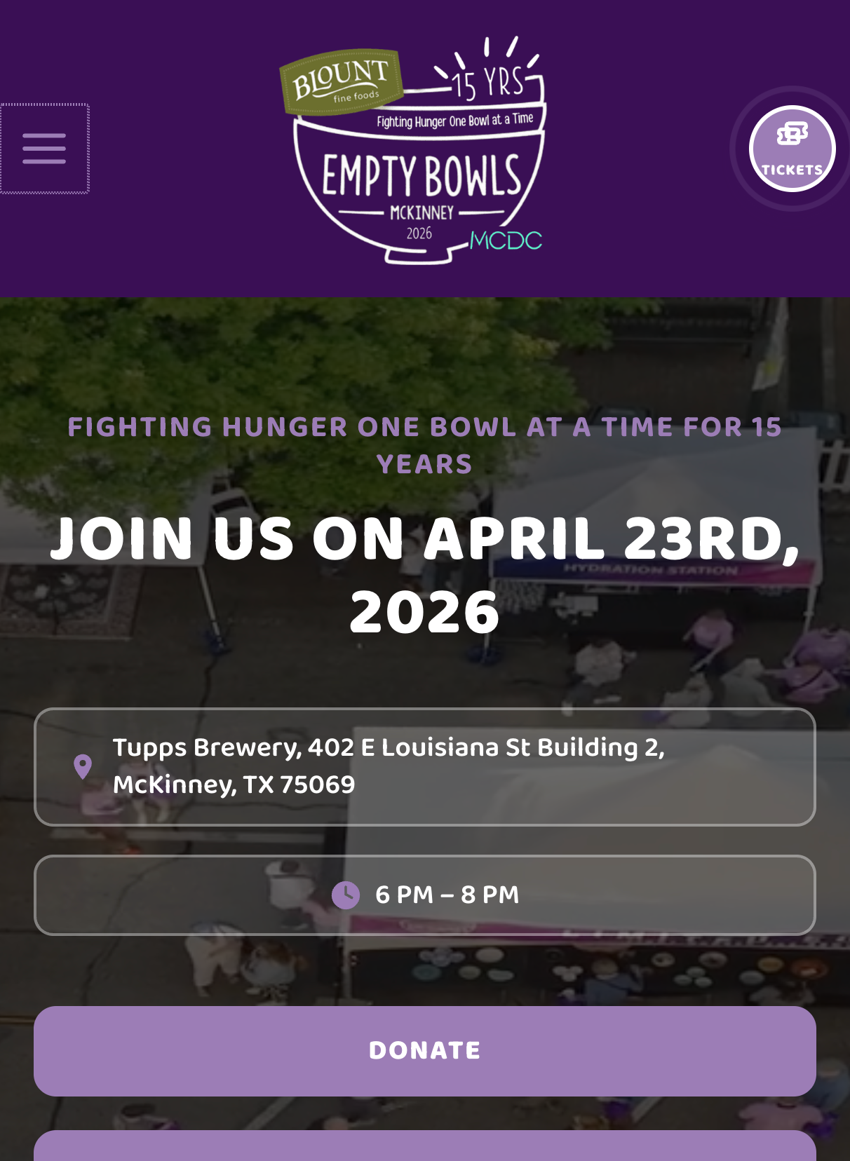 Empty Bowls McKinney nonprofit mobile website