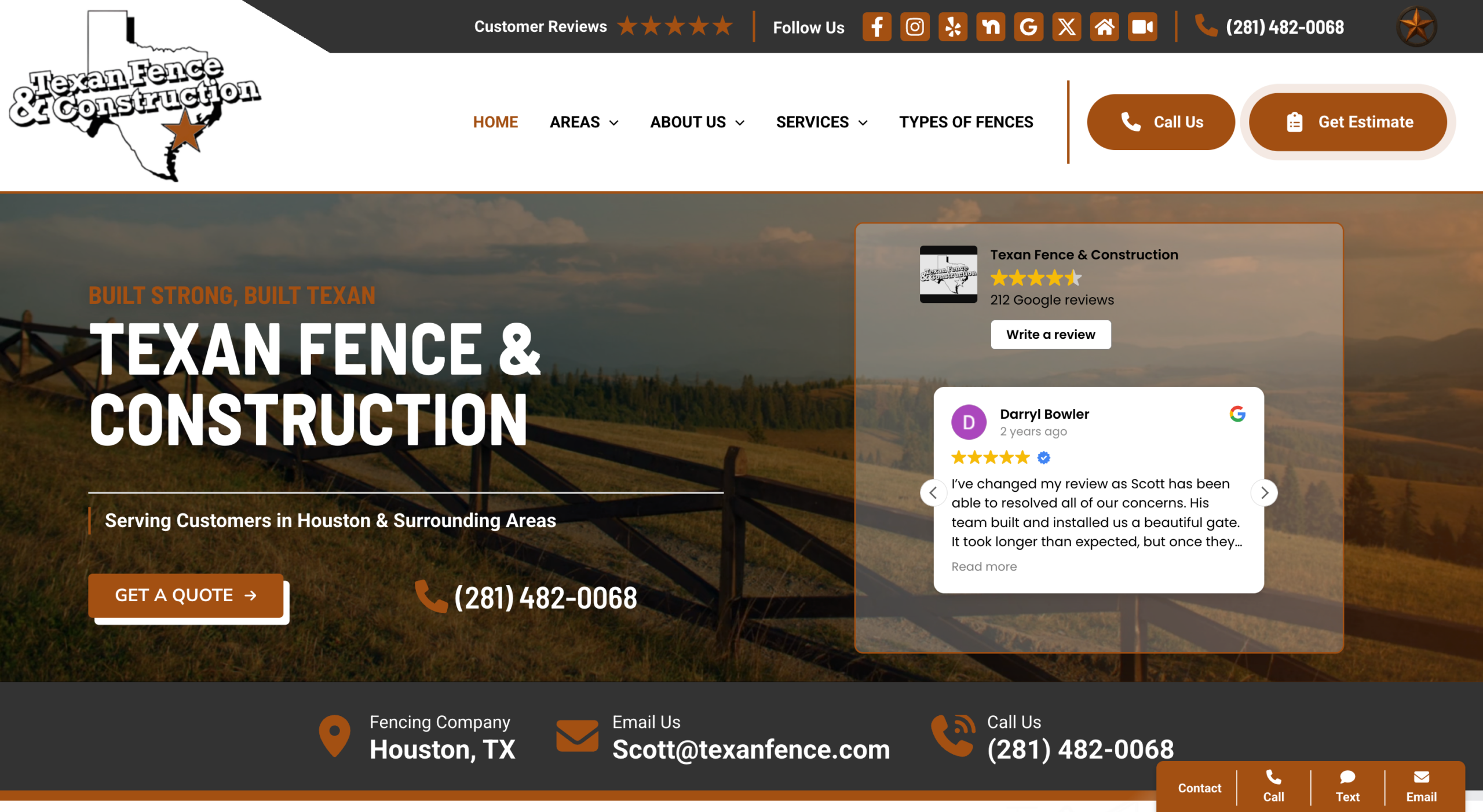 Top fence and outdoor construction experts website — Houston, Texas